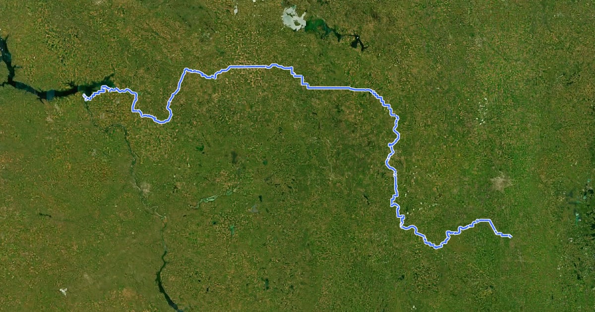 Маршрут North Country National Scenic Trail (ND) на спутниковом снимке