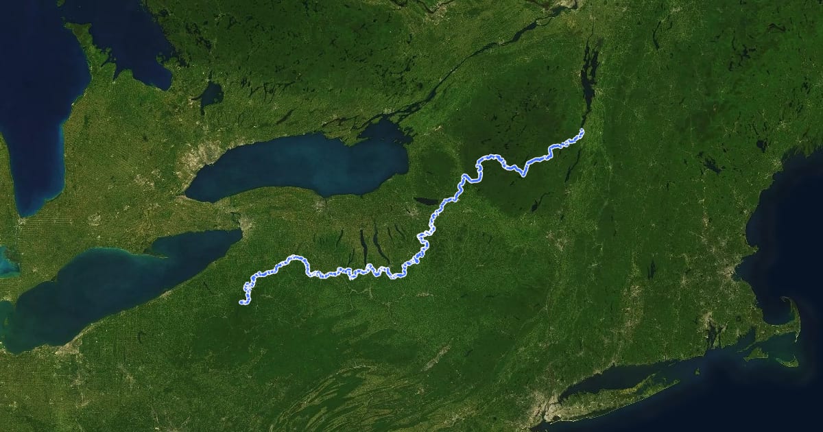 Маршрут North Country National Scenic Trail (NY) на спутниковом снимке