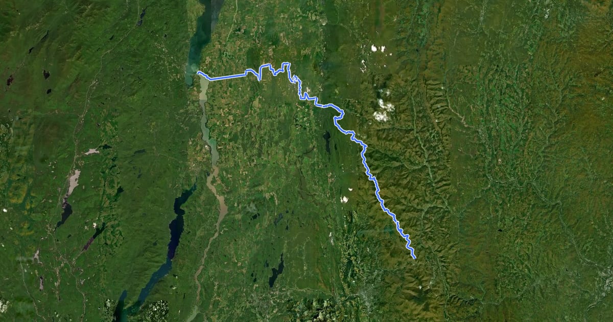 Маршрут North Country National Scenic Trail (VT) на спутниковом снимке