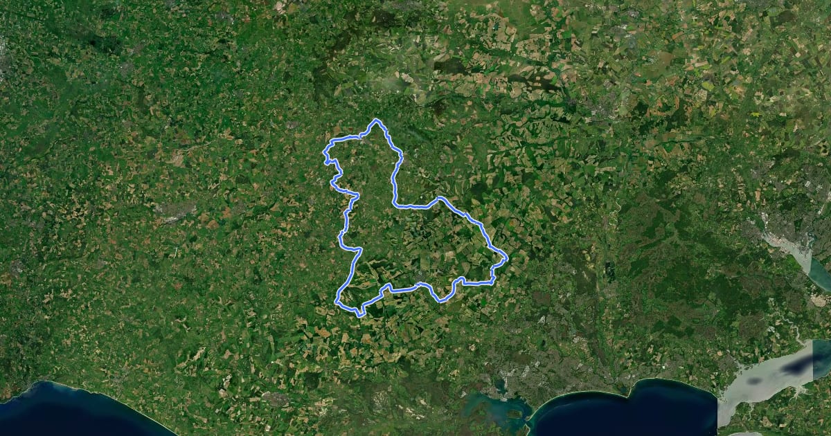 Маршрут North Dorset Cycle Way на спутниковом снимке