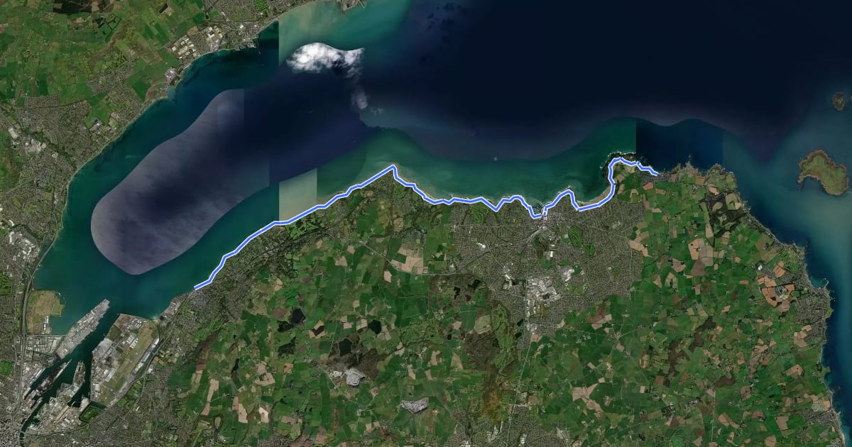 Маршрут North Down Coastal Path (Ulster Way Section) на спутниковом снимке
