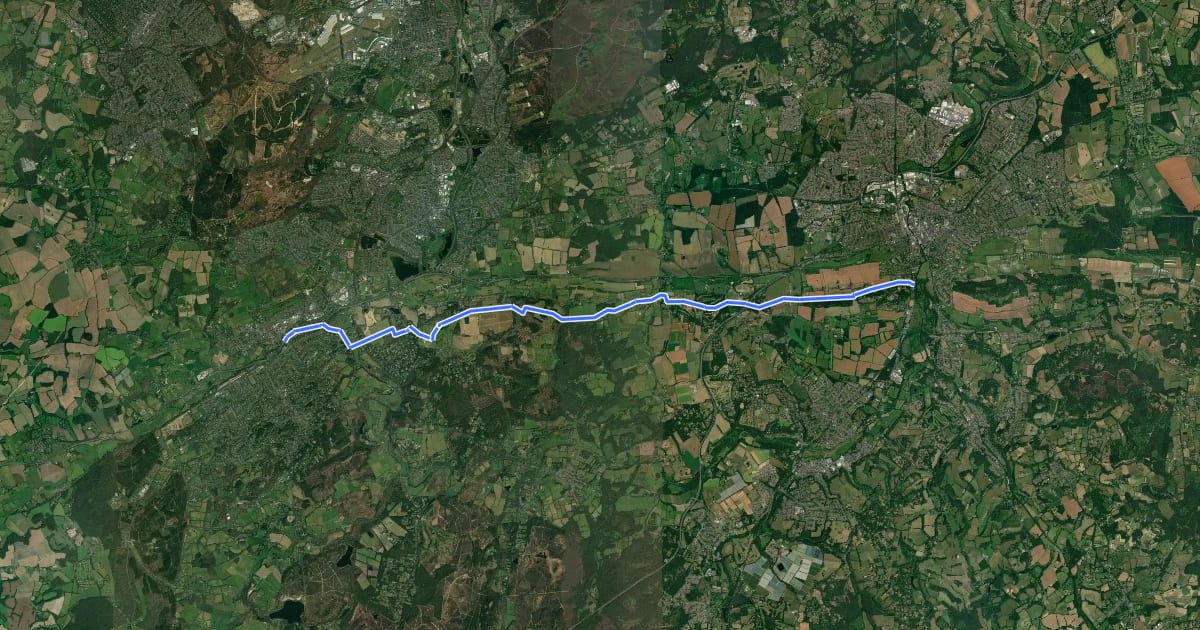 Маршрут North Downs Way (Western) на спутниковом снимке
