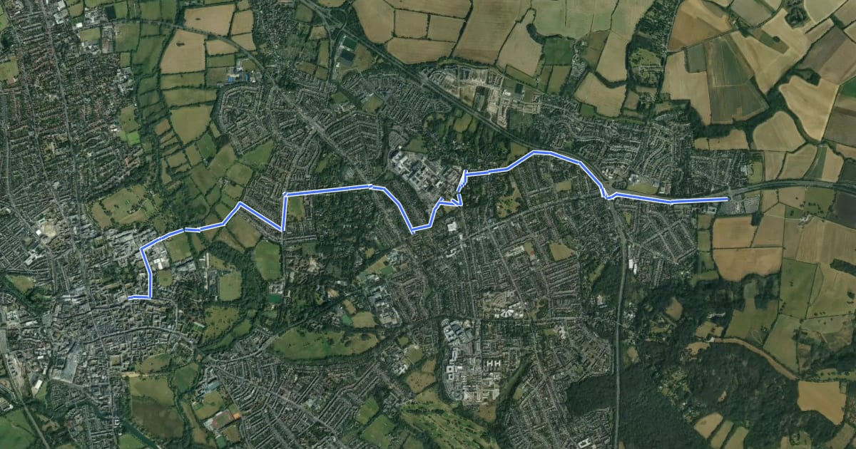 Маршрут North East Cycle Route на спутниковом снимке
