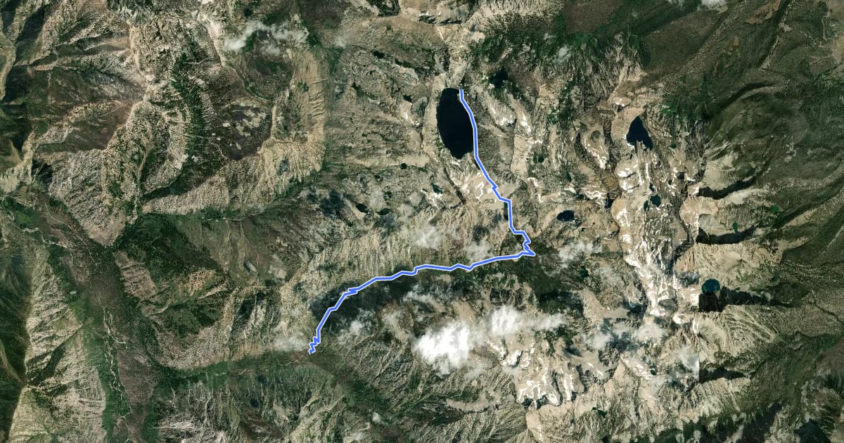 Маршрут North Fork Baron-Sawtooth Lake Trail на спутниковом снимке