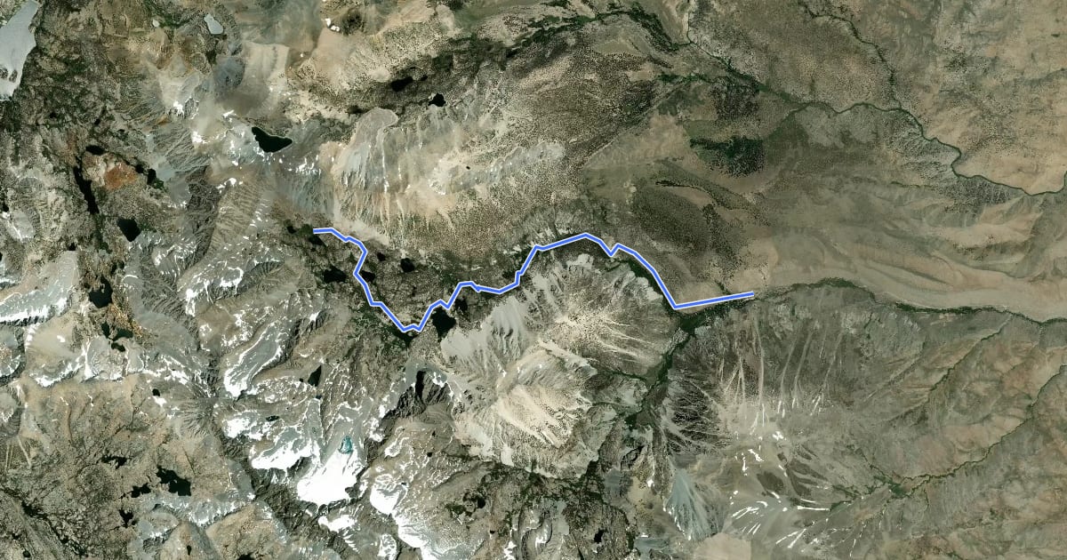 Маршрут North Fork Big Pine Creek Trail на спутниковом снимке