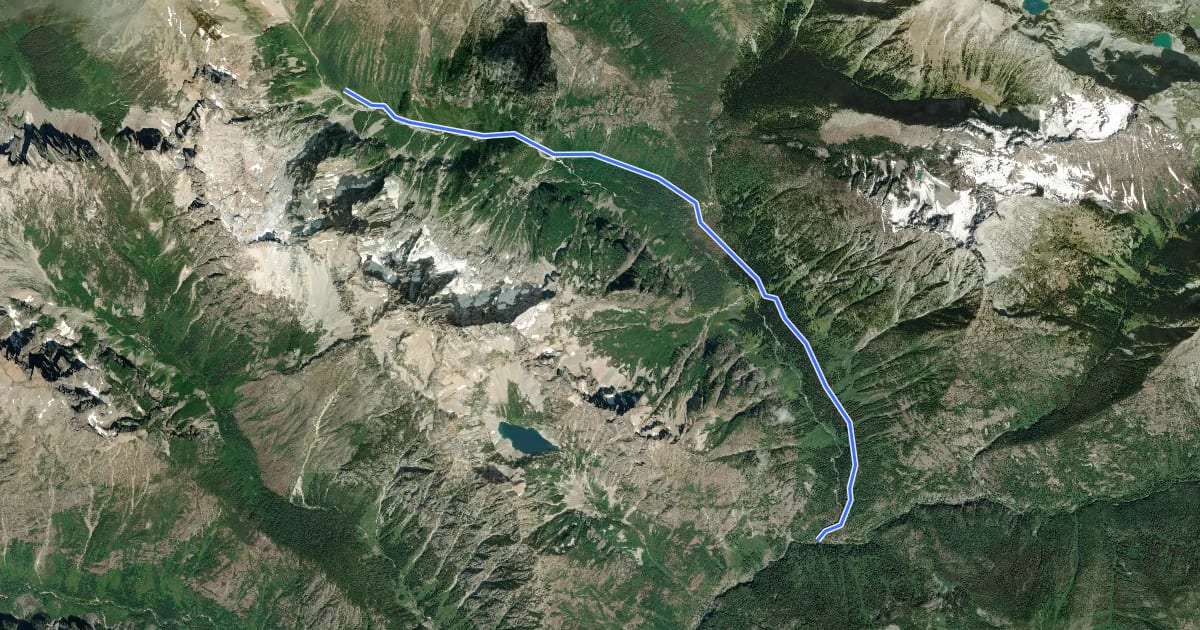 Маршрут North Fork Bridge Creek Trail на спутниковом снимке