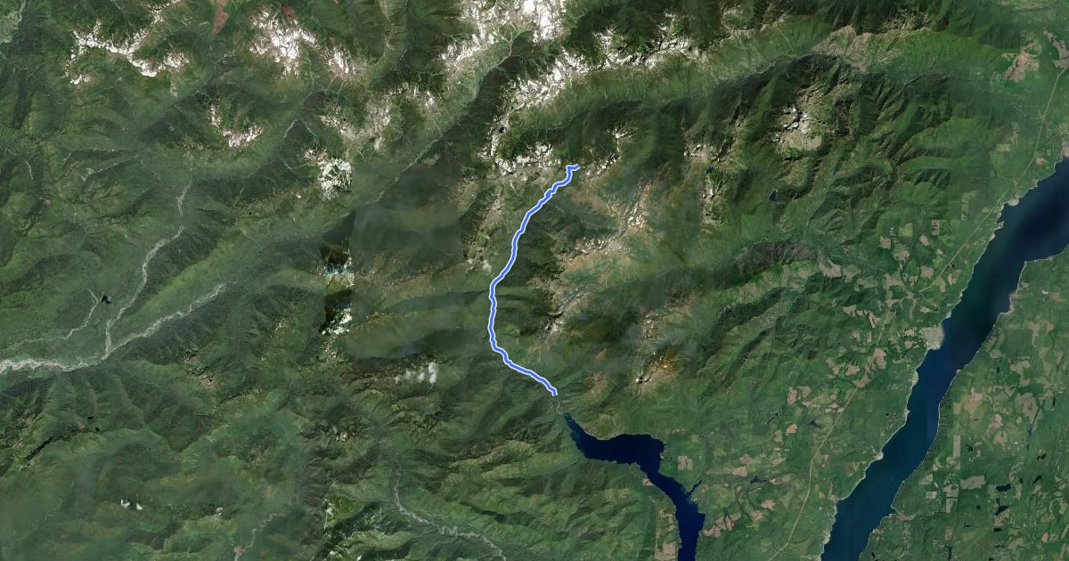 Маршрут North Fork Skokomish River Trail на спутниковом снимке
