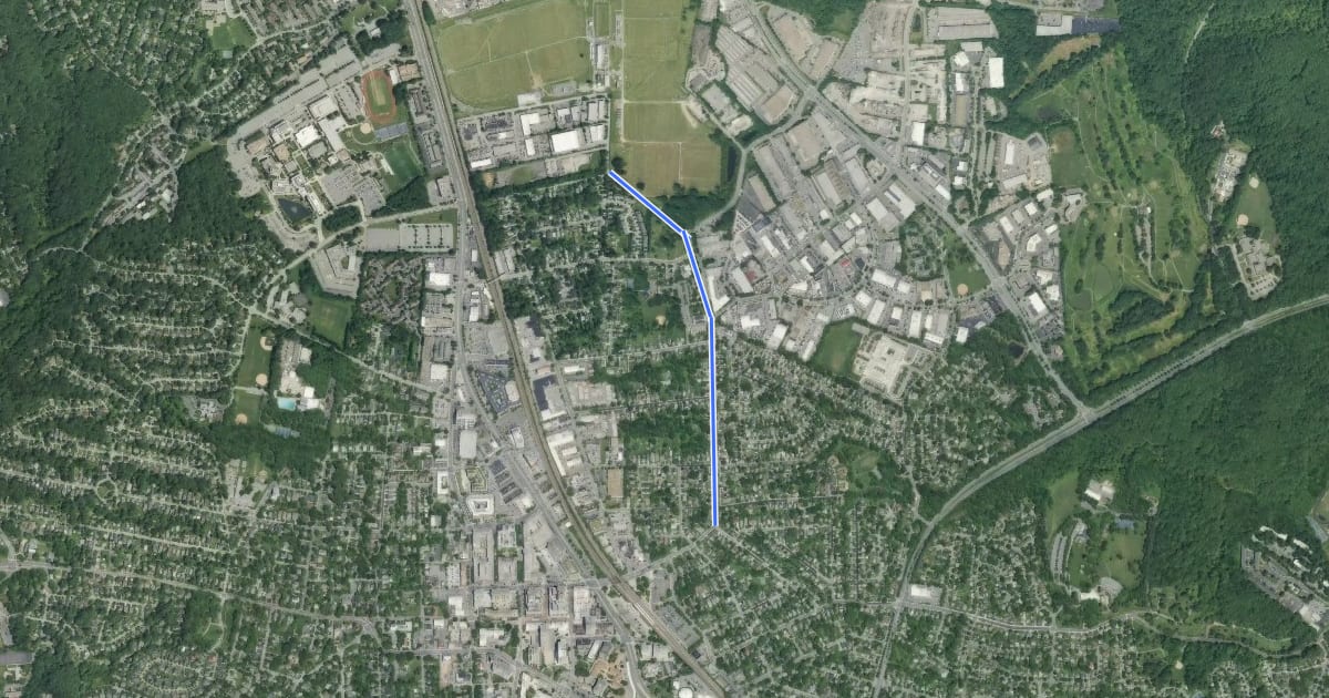 Маршрут North Horners Lane на спутниковом снимке