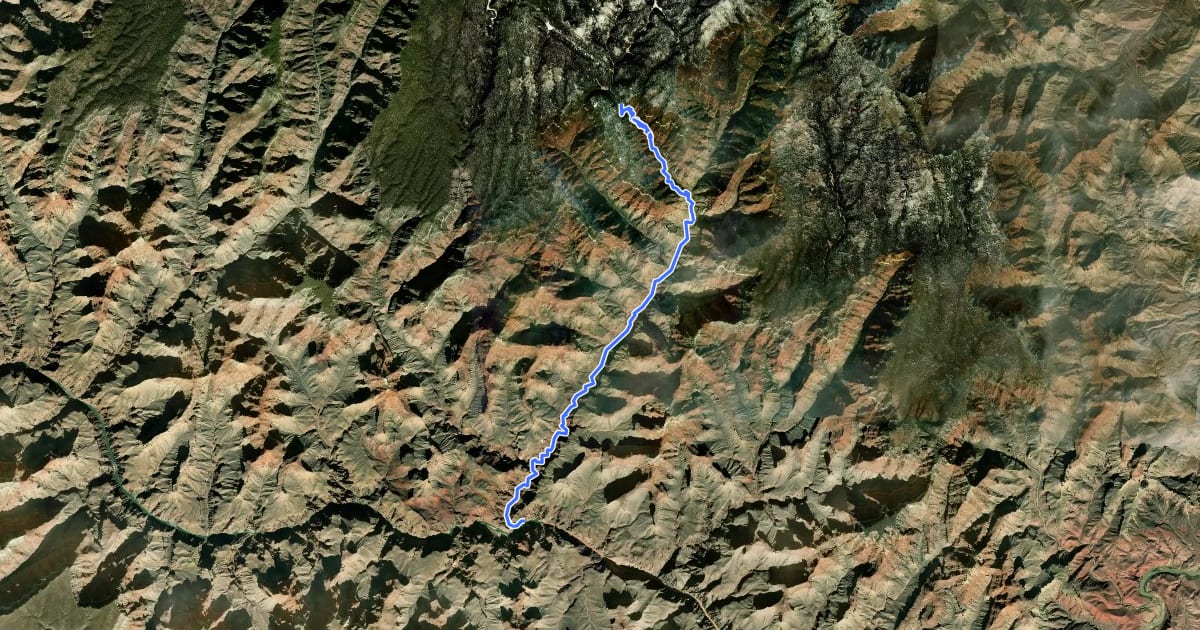 Маршрут North Kaibab Trail на спутниковом снимке