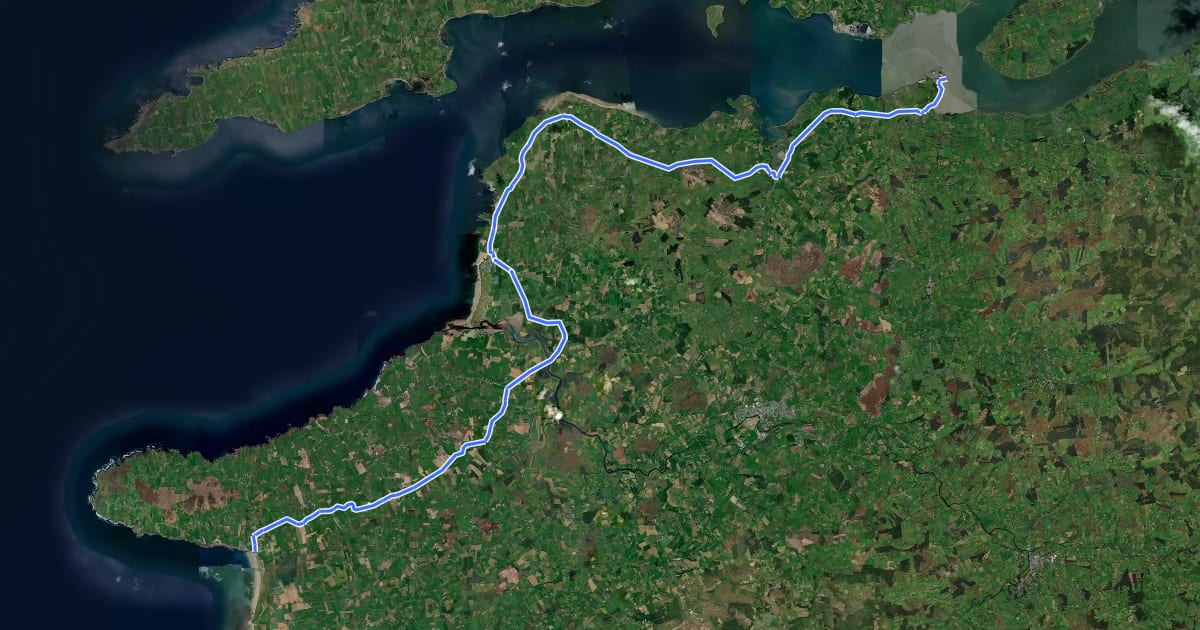 Маршрут North Kerry Cycleway на спутниковом снимке