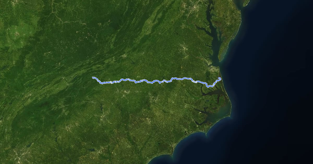 Маршрут North Line Trace на спутниковом снимке