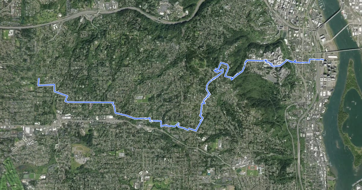 Маршрут North Macadam to Hamilton/Scholls Ferry на спутниковом снимке