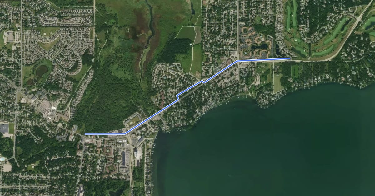 Маршрут North Mendota Path на спутниковом снимке