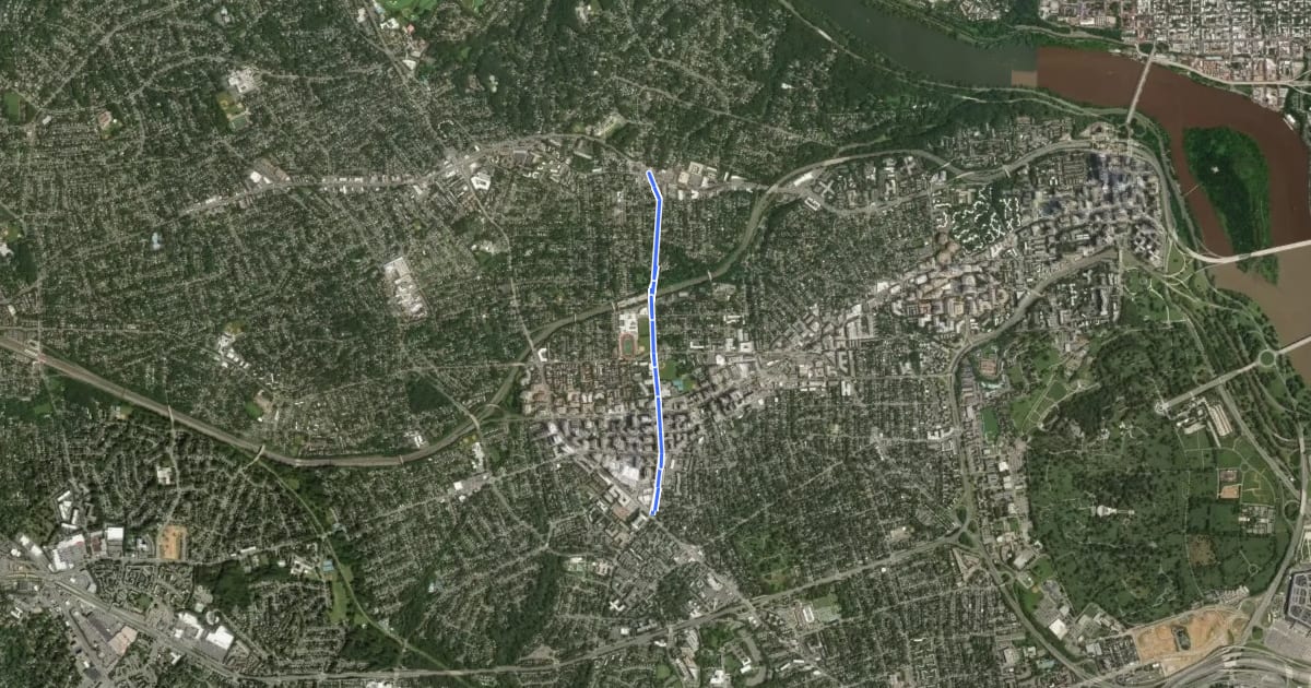 Маршрут North Quincy Street на спутниковом снимке