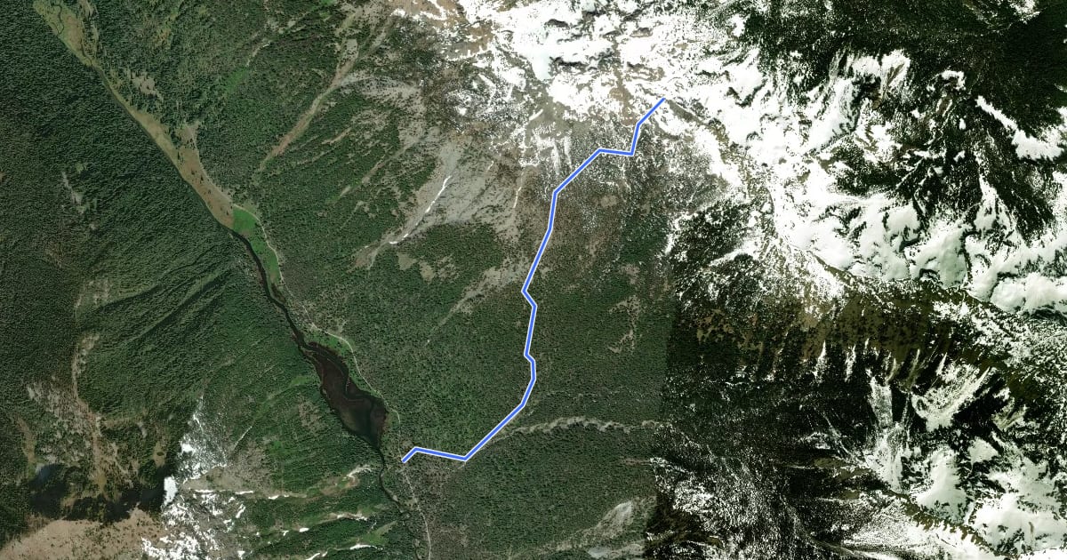 Маршрут North Scatter Creek Trail на спутниковом снимке