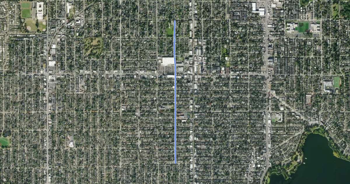 Маршрут North Seattle Greenway Greenwood Connection на спутниковом снимке