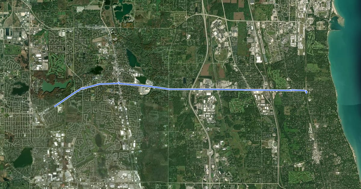 Маршрут North Shore Bike Path на спутниковом снимке