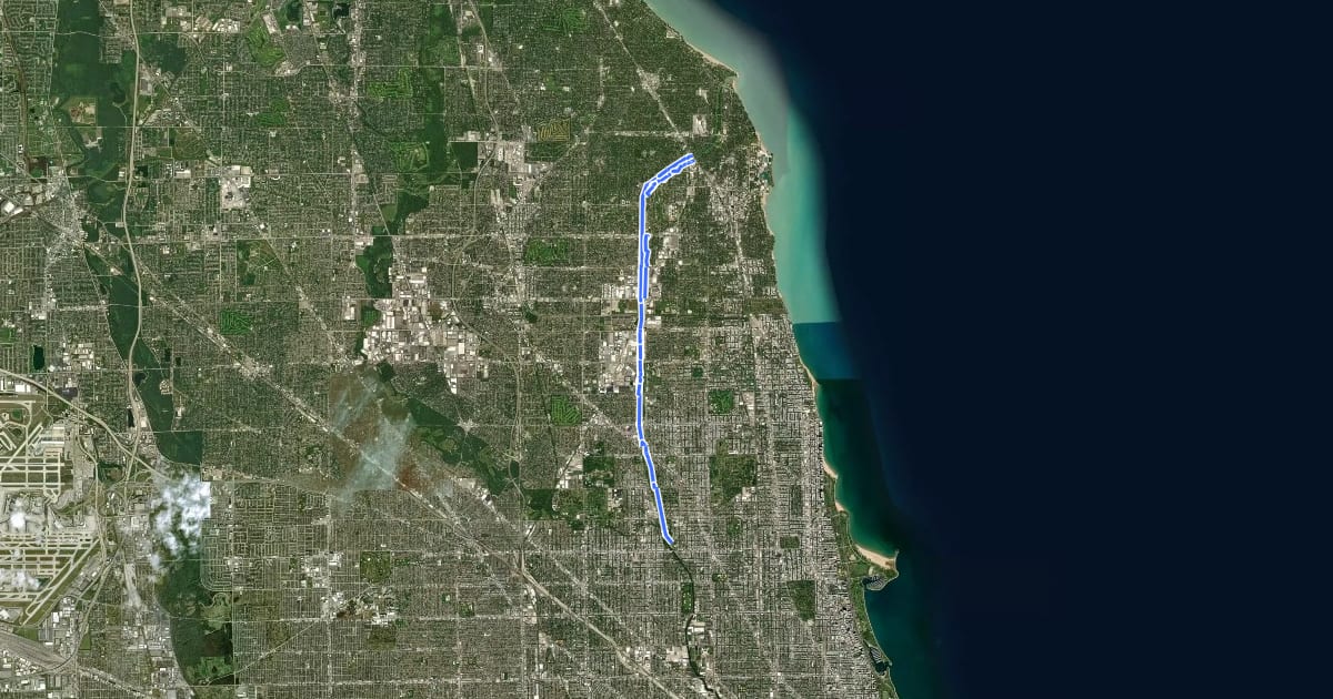 Маршрут North Shore Channel Trail на спутниковом снимке
