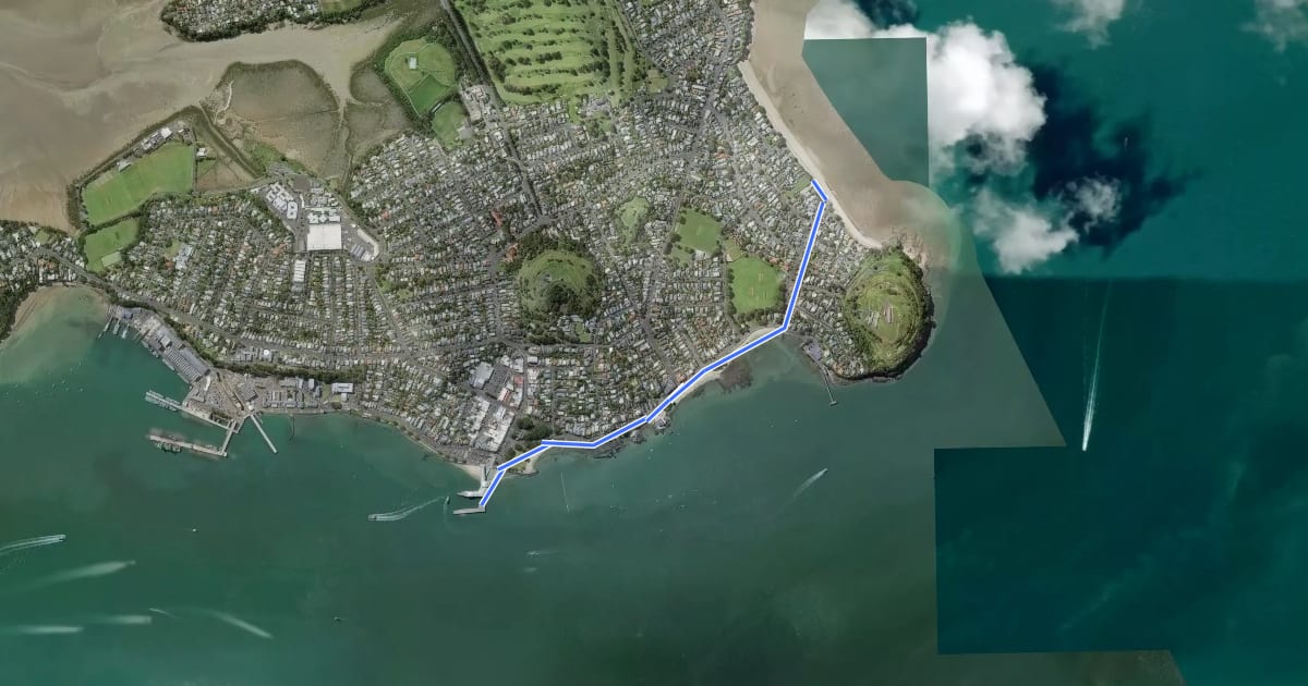 Маршрут North Shore City Coastal Walk на спутниковом снимке