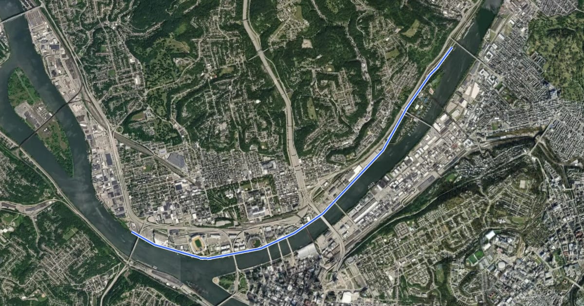 Маршрут North Shore Trail на спутниковом снимке