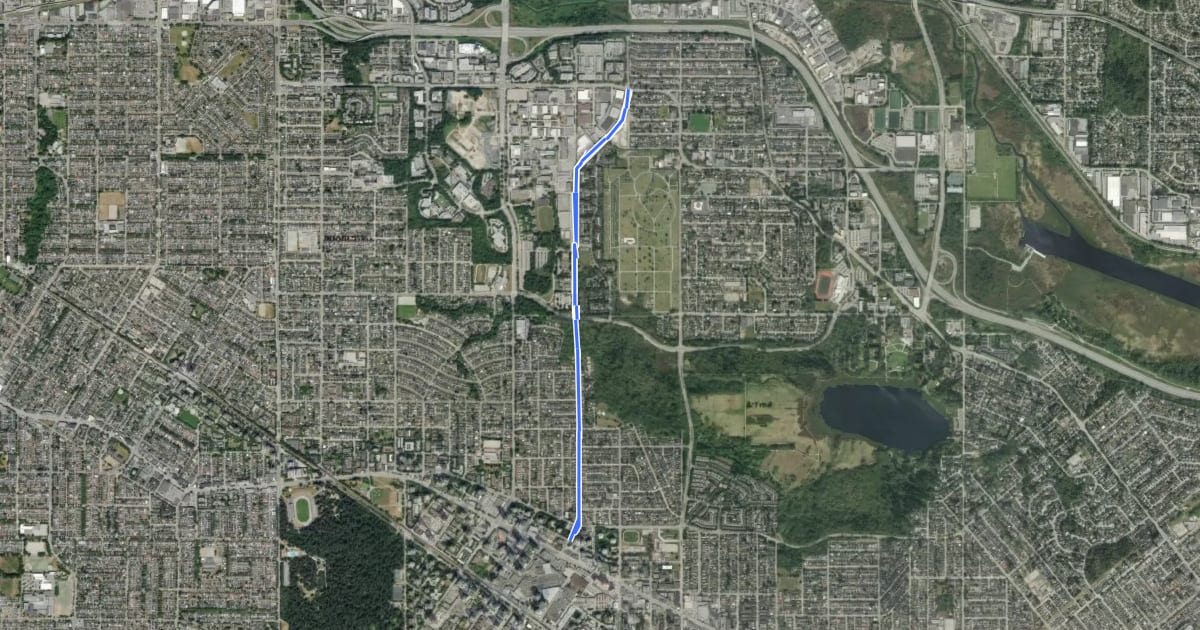 Маршрут North-South Bikeway на спутниковом снимке