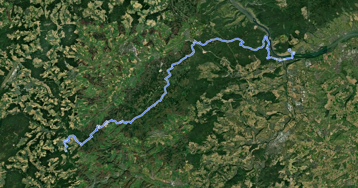 Маршрут North South Trail, Abschnitt Rüdesheim - Rudolfshaus на спутниковом снимке