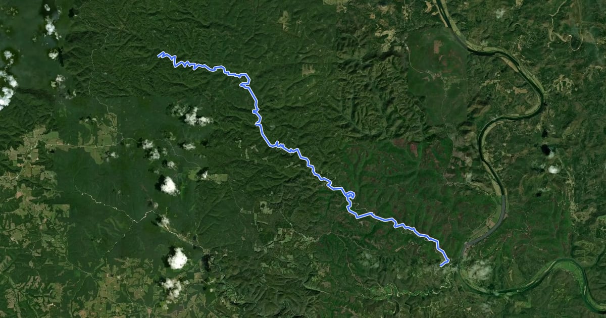 Маршрут North Sylamore Creek Trail на спутниковом снимке
