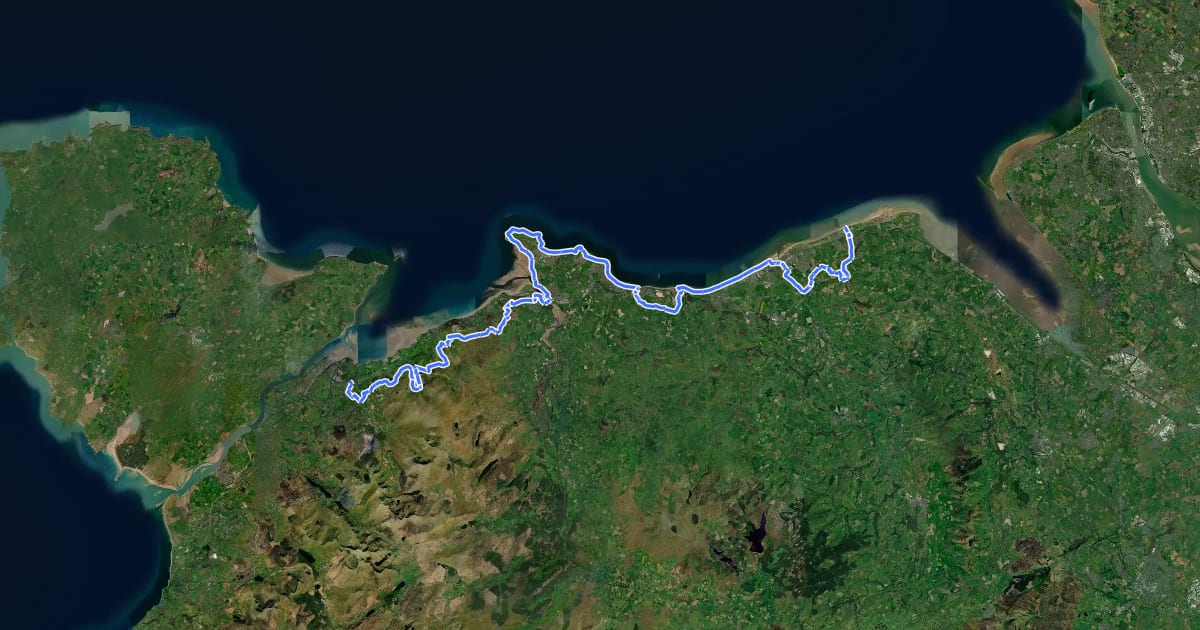 Маршрут North Wales Path на спутниковом снимке