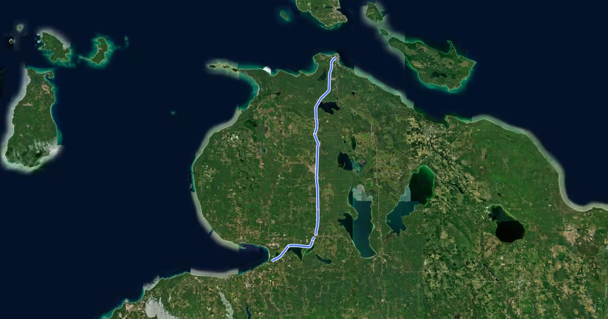 Маршрут North Western State Trail на спутниковом снимке