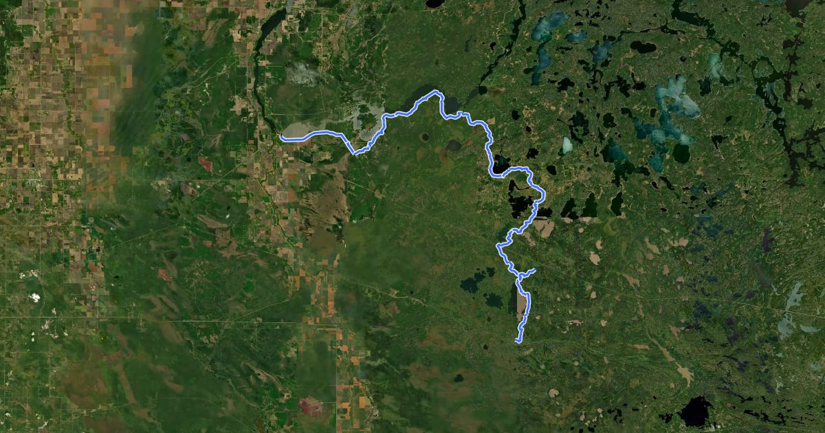 Маршрут North Whiteshell Trail на спутниковом снимке