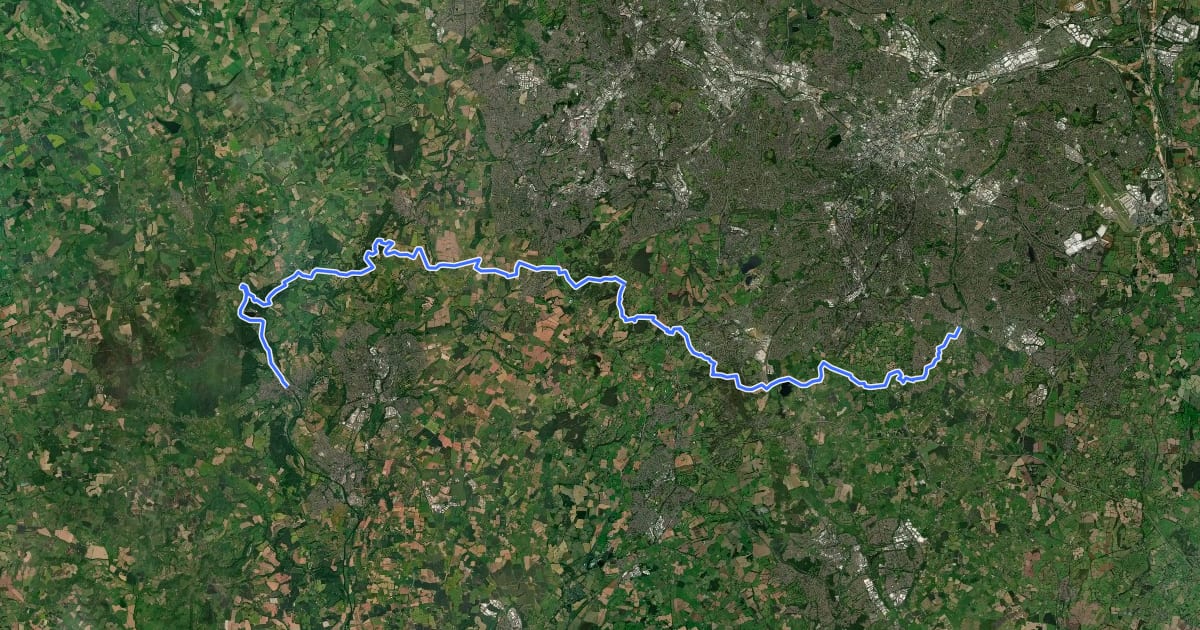 Маршрут North Worcestershire Path на спутниковом снимке