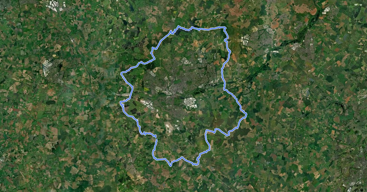 Маршрут Northamptonshire Round на спутниковом снимке