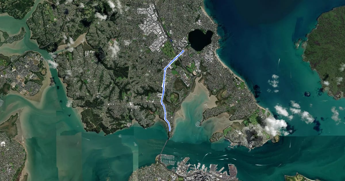 Маршрут Northcote Safe Cycle Route на спутниковом снимке