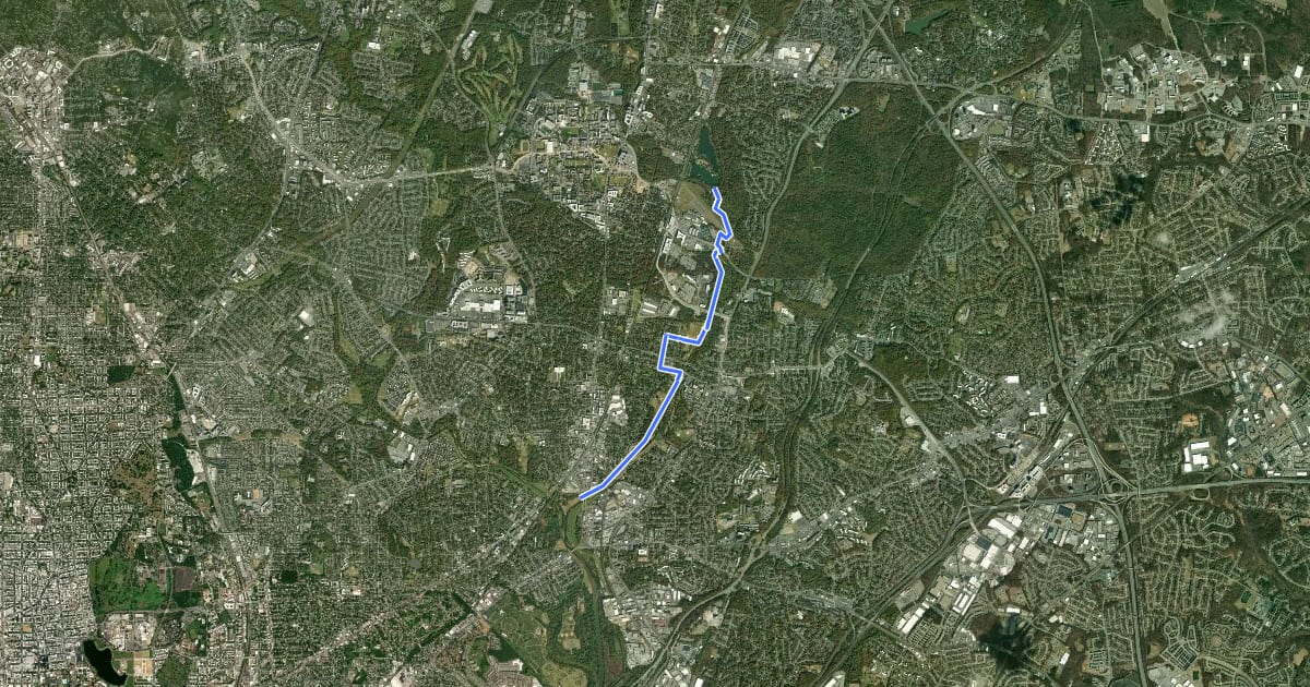 Маршрут Northeast Branch Trail на спутниковом снимке