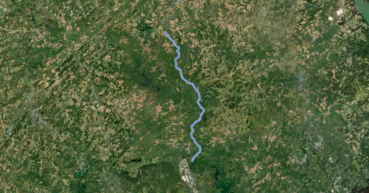 Маршрут Northern Central Trail на спутниковом снимке