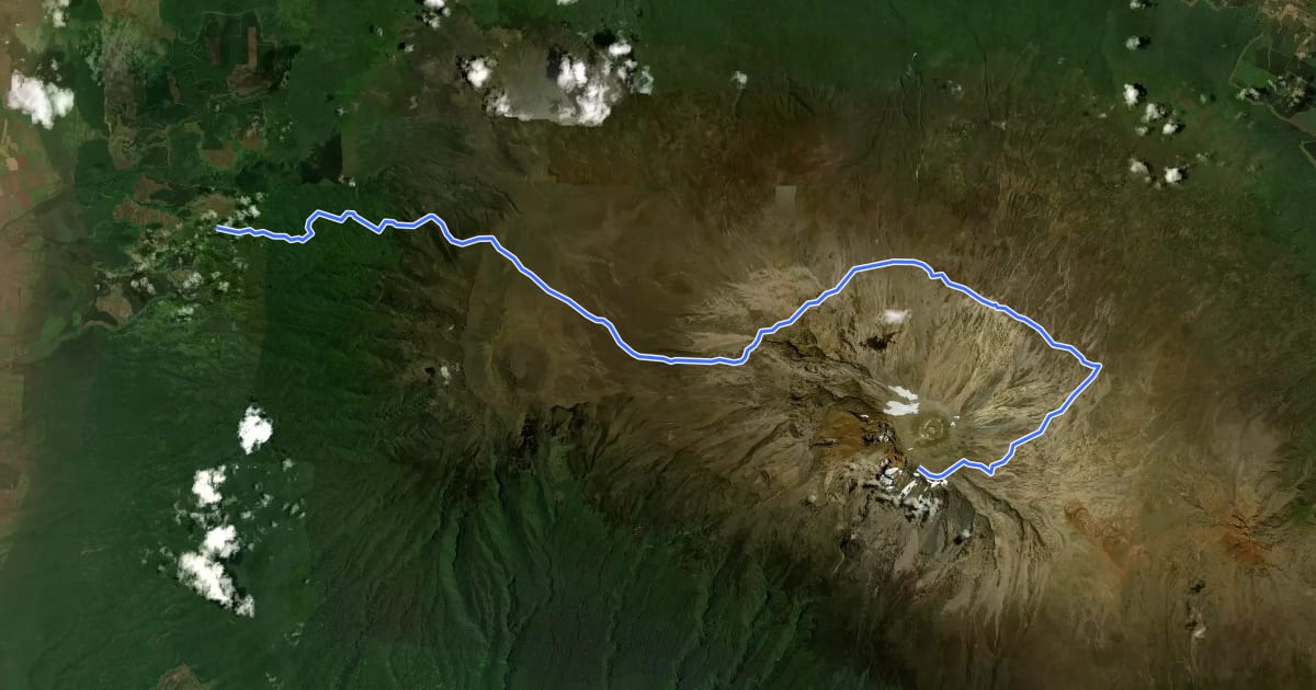 Маршрут Northern Circuit на спутниковом снимке