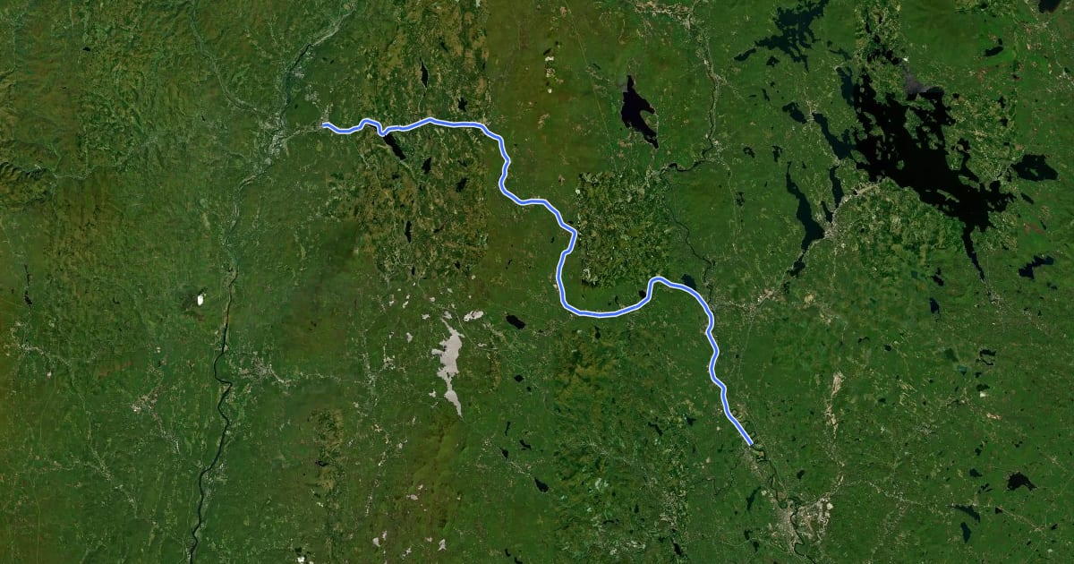 Маршрут Northern Rail Trail на спутниковом снимке