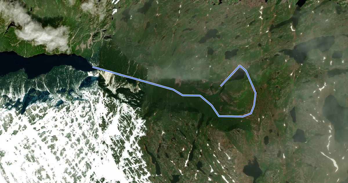 Маршрут Northern Traverse Trail на спутниковом снимке