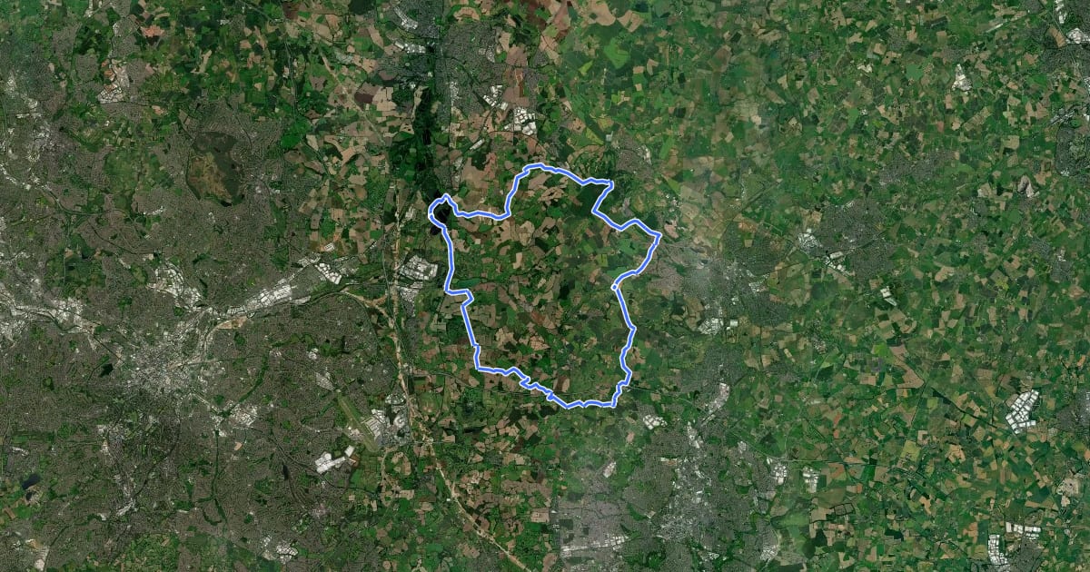Маршрут Northern Warwickshire Cycleway на спутниковом снимке