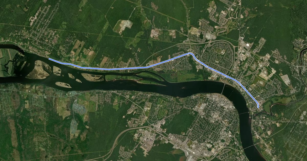 Маршрут Northside Trail / Sentier Rive Nord на спутниковом снимке