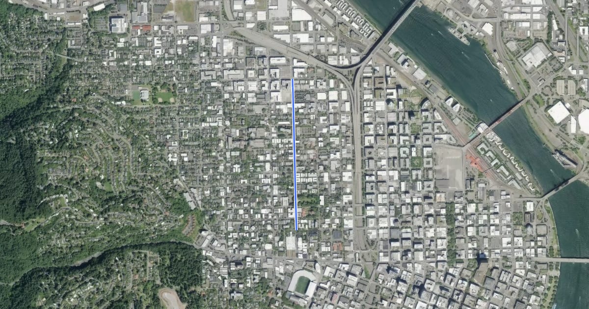 Маршрут Northwest 20th Bicycle Boulevard на спутниковом снимке