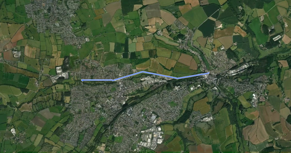 Маршрут Norton Radstock Greenway на спутниковом снимке