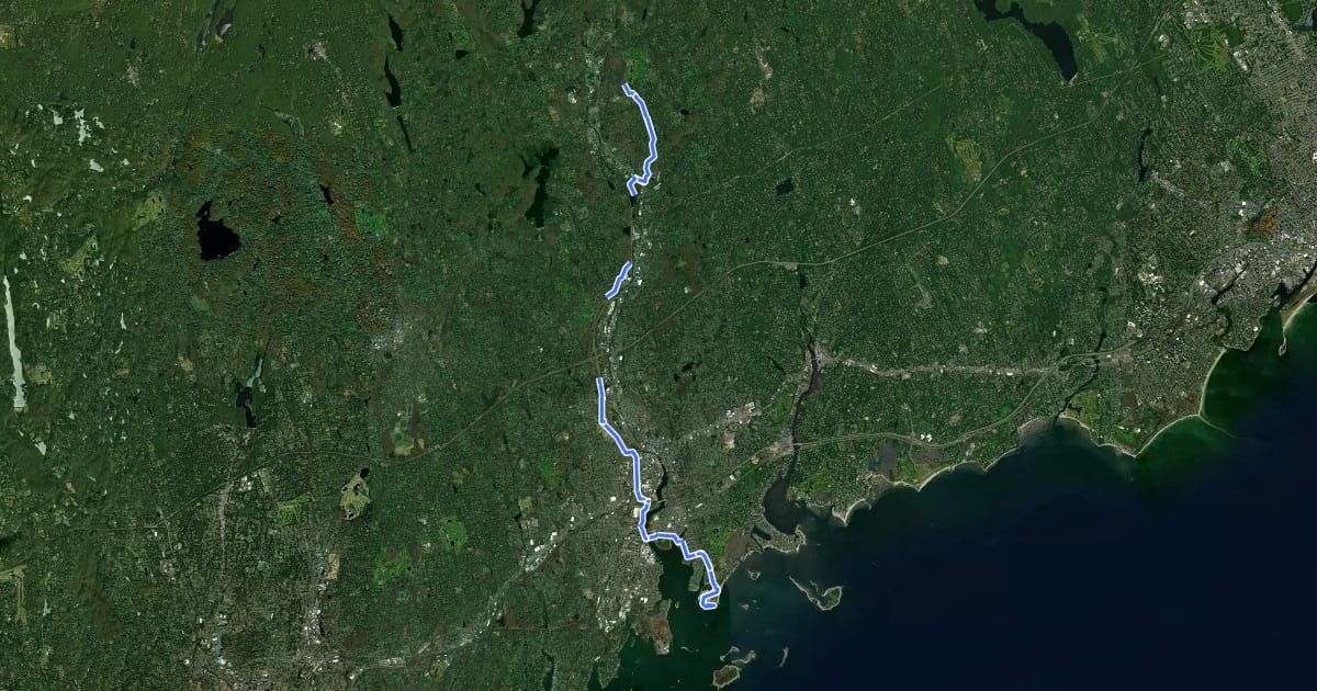 Маршрут Norwalk River Valley Trail на спутниковом снимке