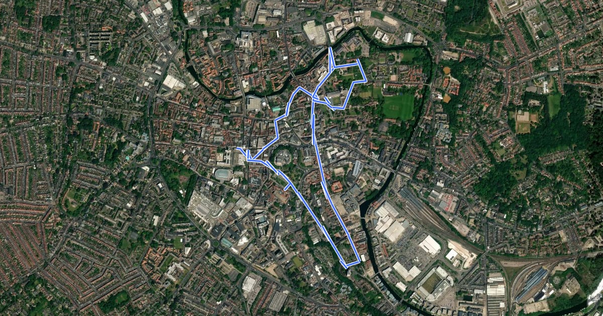 Маршрут Norwich Heritage Walk на спутниковом снимке