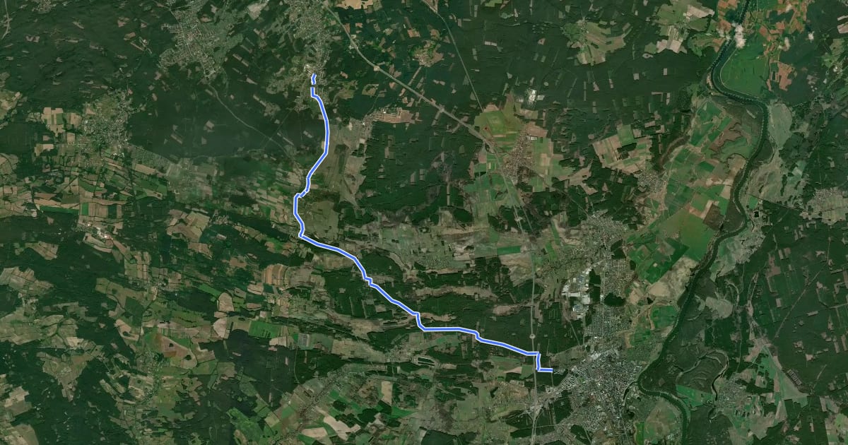 Маршрут Nowa Sól - Drzonków на спутниковом снимке