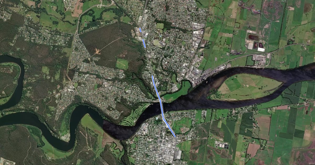 Маршрут Nowra/Bomaderry Cycleway на спутниковом снимке