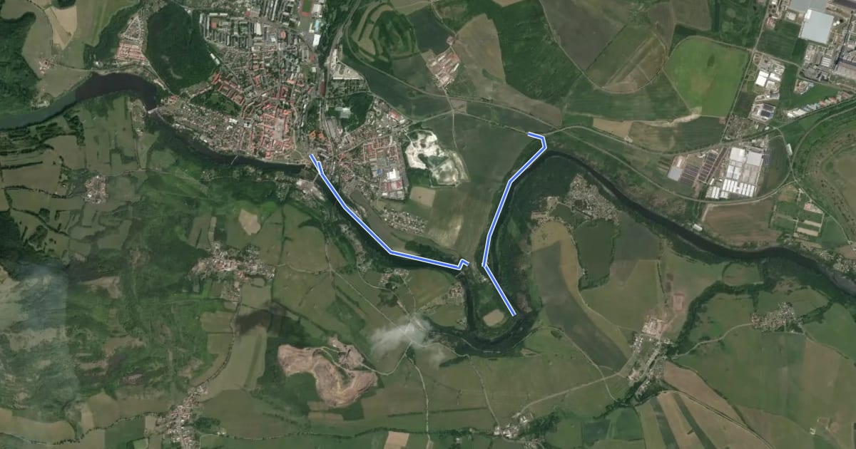 Маршрут NS Želinský meandr на спутниковом снимке