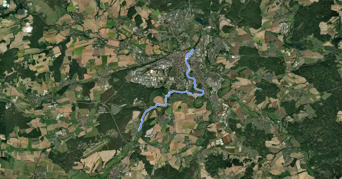Маршрут NS Greenway podél Radbuzy на спутниковом снимке