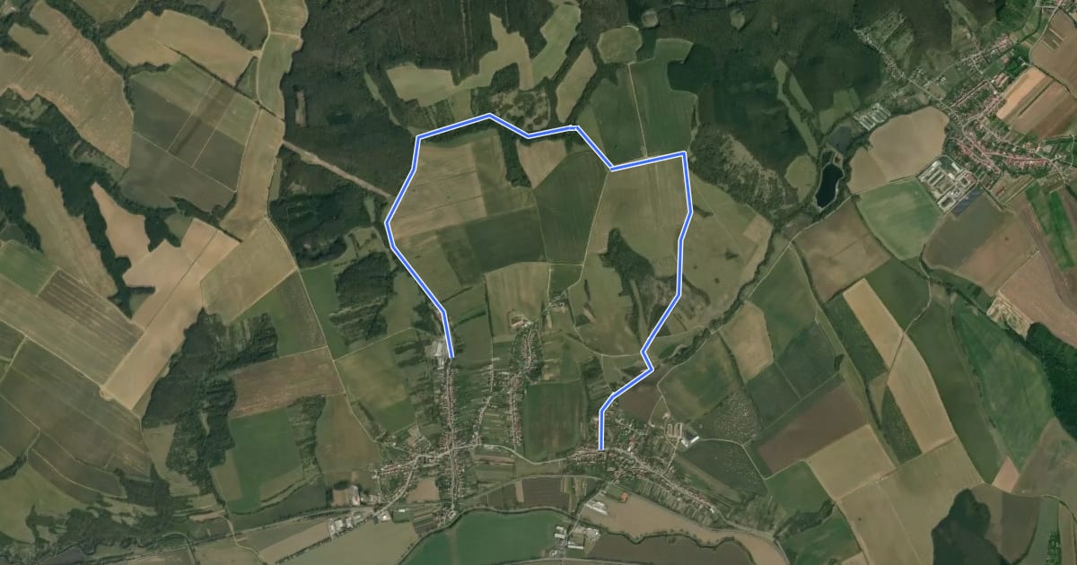 Маршрут NS Hradčovice - Drslavice на спутниковом снимке