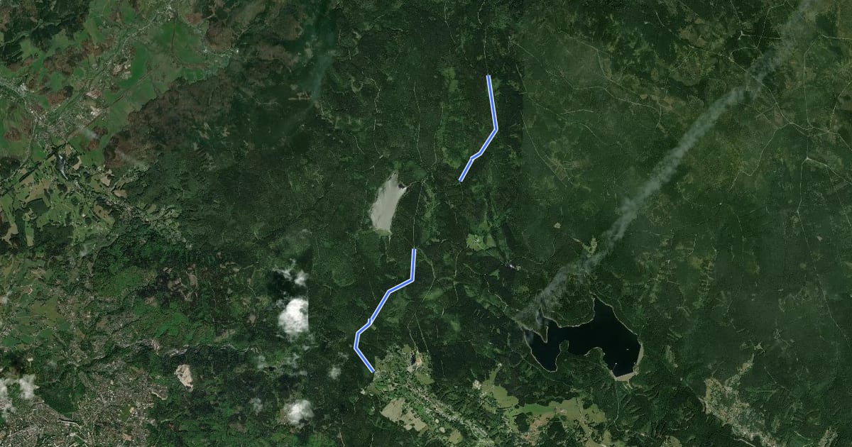 Маршрут NS Lesy Jizerských hor на спутниковом снимке